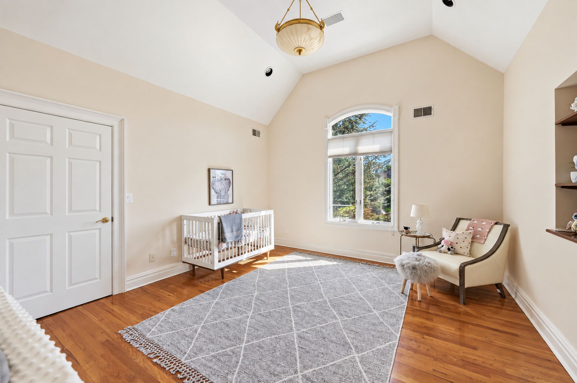 Second-floor bedroom with vaulted ceiling at 54 Burnet Hill Road, Livingston