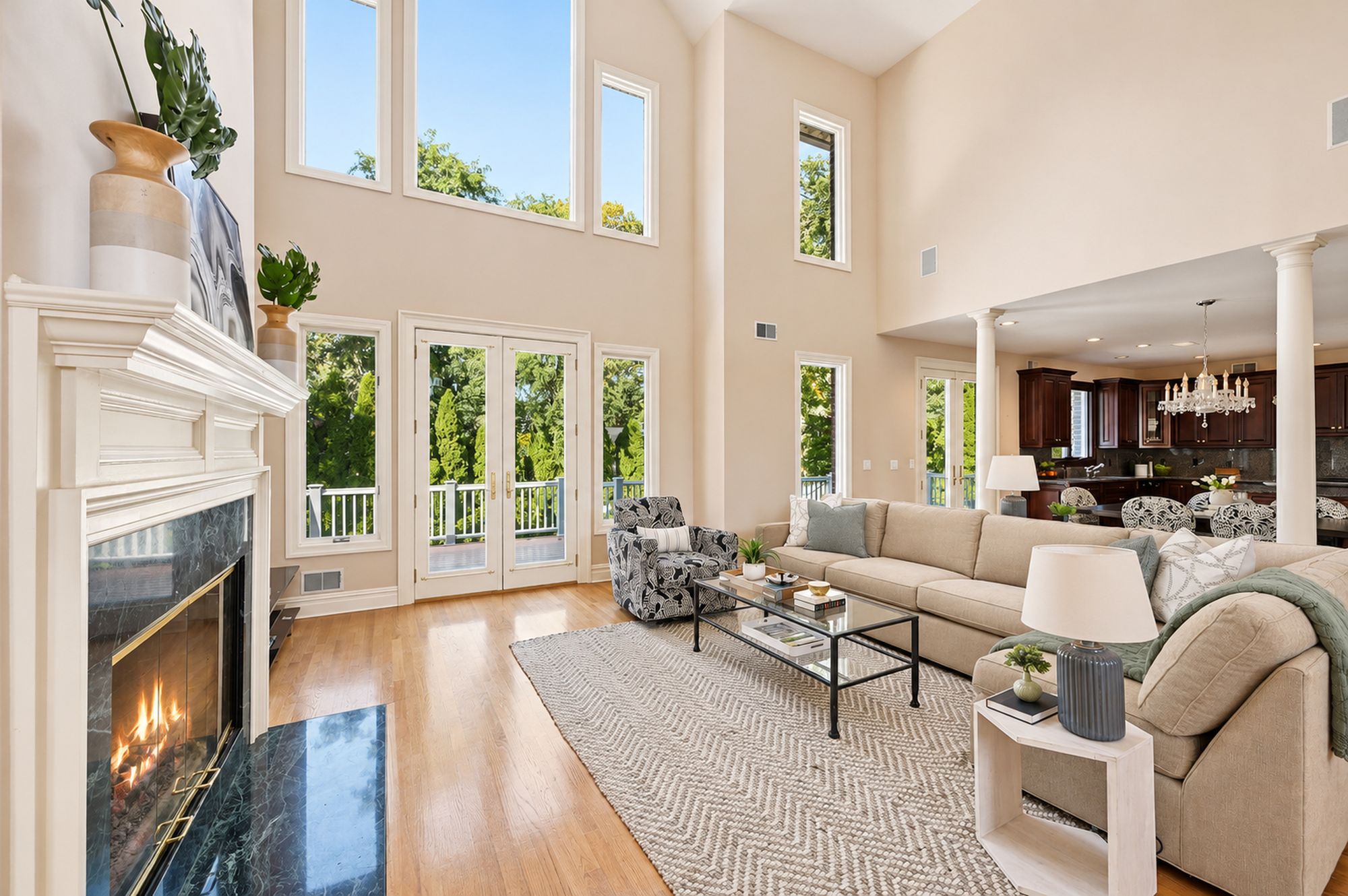Great room opening to the breakfast area at 54 Burnet Hill Road, Livingston