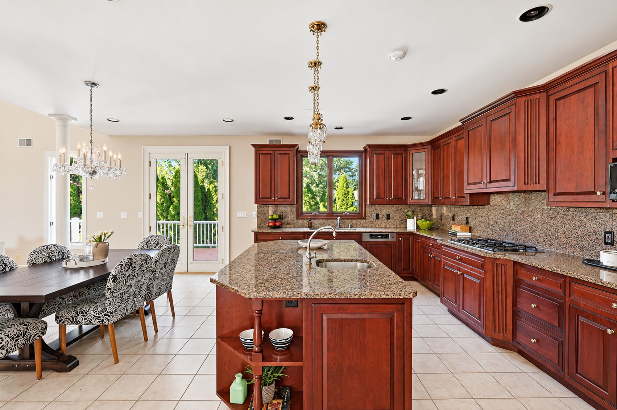 Breakfast area with doors to the deck at 54 Burnet Hill Road, Livingston