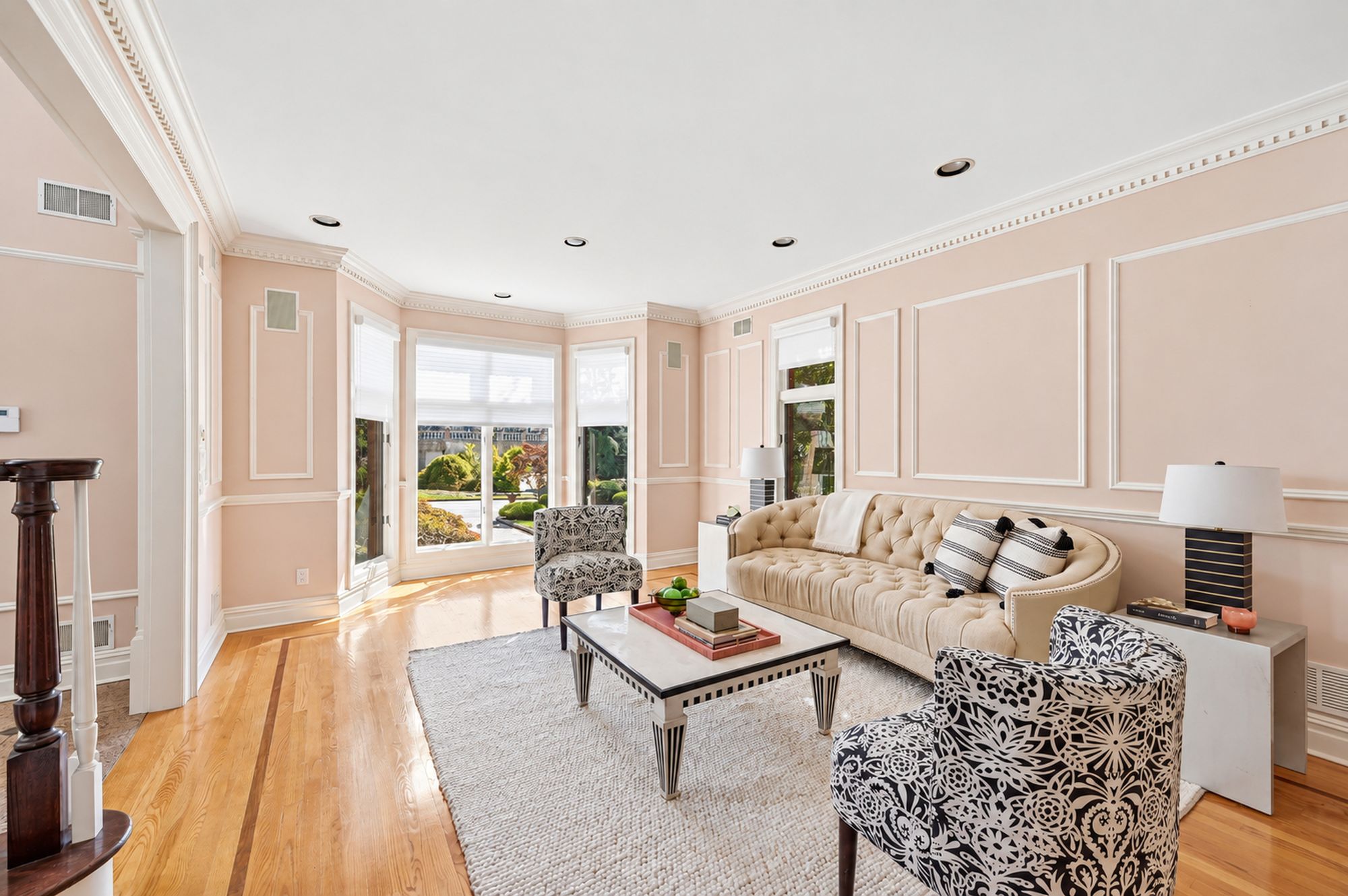 Formal living room with garden views at 54 Burnet Hill Road, Livingston