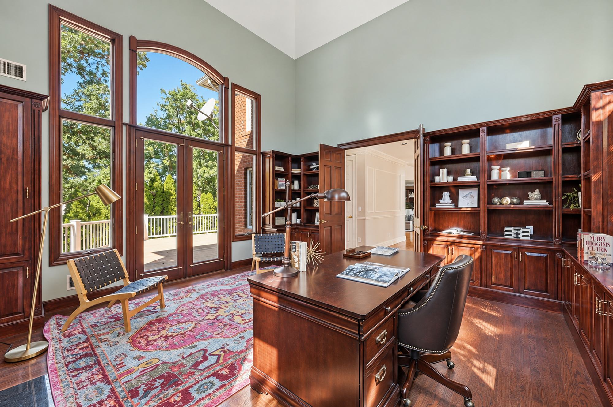 Private office with arched windows at 54 Burnet Hill Road, Livingston